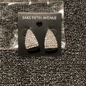 Saks Fifth Avenue Silver Teardrop Rhinestone Earrings